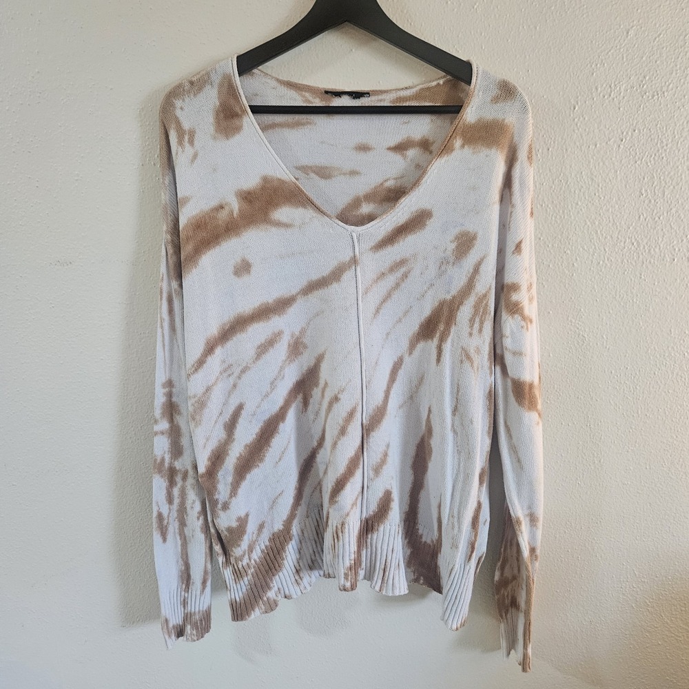 Artisan Style Hand Tie-Dye V-Neck Knit Sweater